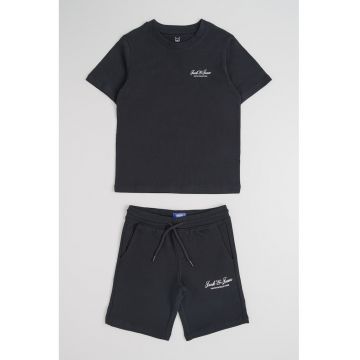 Trening din bumbac organic cu pantaloni scurti - Negru