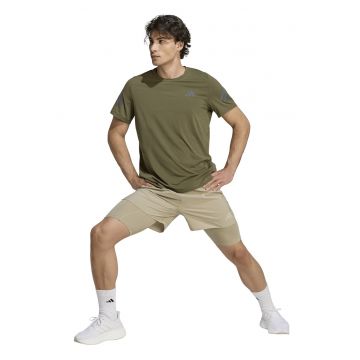 Tricou cu decolteu la baza gatului si logo - pentru alergare - Verde masliniu