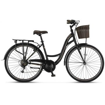 Bicicleta City Umit Alanya, roata 28  , 21 viteze, culoare negru maro, cadru din otel