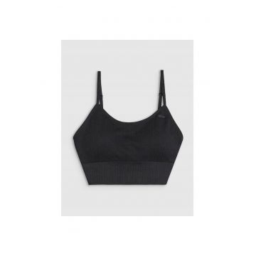 Bustiera sport  sustinere redusa - negru - fara cusaturi