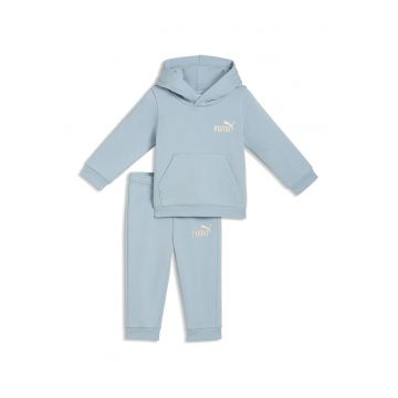 Trening cu buzunar kangaroo si logo brodat - Albastru prafuit