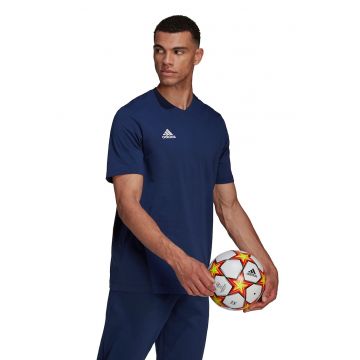 Tricou cu decolteu in V si logo pentru fotbal - Bleumarin