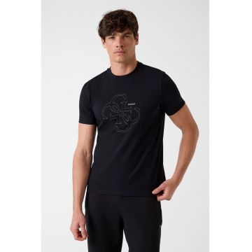 Tricou de bumbac cu imprimeu logo - Negru