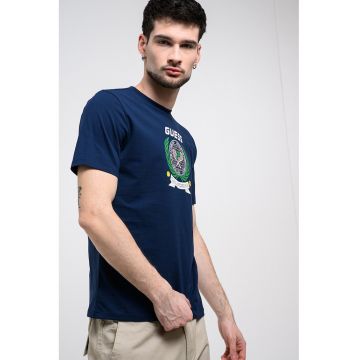 Tricou din bumbac cu logo - Alb/Bleumarin