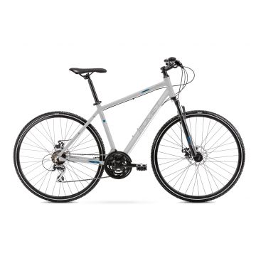 Bicicleta de Trekking pentru barbati Romet Orkan 1 M Argintiu/Albastru 2022