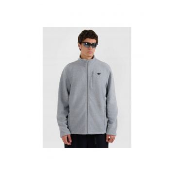 Hanorac sport  regular - guler stand-up - gri - polar