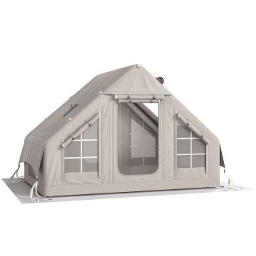 Outsunny Cort gonflabil 5–8 persoane, montare rapidă, 8000 mm impermeabil și rezistent la vânt cu pompă, racord pentru sobă, fereastră de acoperiș | Aosom Romania
