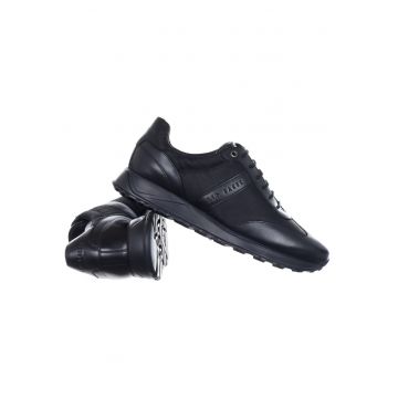 Pantofi sport barbati -  270966 BLACK MARCKUS - negru - piele naturala - inchidere cu sireturi