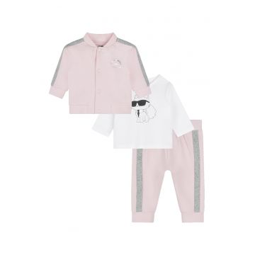 Set de imbracaminte - 3 piese - Roz pal/Argintiu