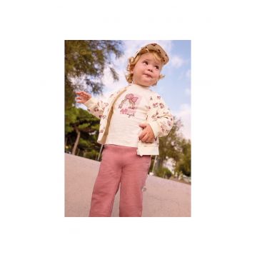 Trening fete cu desene cirese - Bej cu print floral