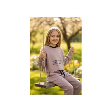 Trening pentru fete  din material interlock cu hanorac si pantaloni