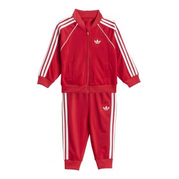 Trening regular fit cu fermoar si logo - Rosu/Alb