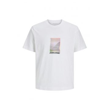 Tricou JACK &JONES Sago Photo Slub 45498 - Alb