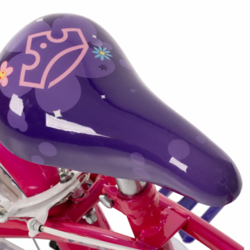 Bicicleta pentru copii Huffy Princess 16 inch, cu roti ajutatoare, claxon, frana de mana pe ambele roti, scaun si ghidon reglabile, scut frontal, anvelope cu profil gros