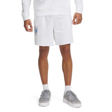 Pantaloni scurti din amestec de bumbac cu snur in talie - Alb