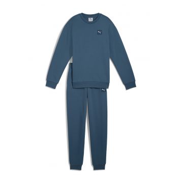 Trening din amestec de bumbac cu logo - Albastru prafuit