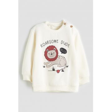 Trening din bumbac cu imprimeu leu - Rosu/Alb fildes