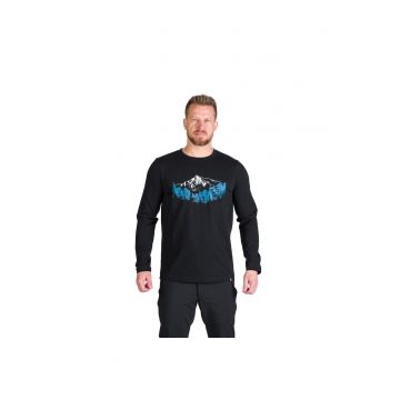 Tricou bumbac cu maneca lunga barbati Stewart - Negru