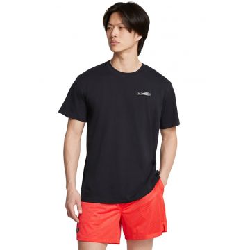 Tricou cu decolteu la baza gatului - Negru stins/Alb optic