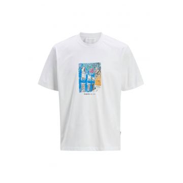 Tricou JACK &JONES Paros Graphics Front 40930 - Alb