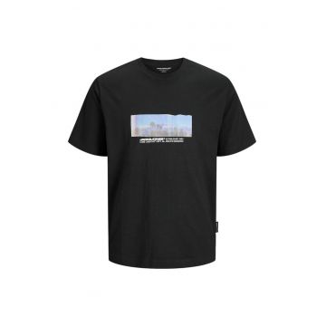 Tricou JACK &JONES Sago Photo Slub 45493 - Negru