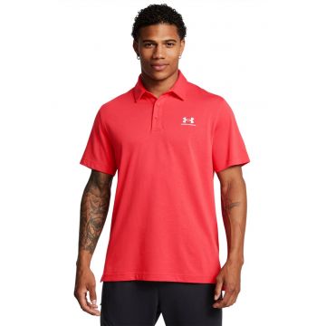 Tricou polo cu detaliu logo - pentru fitness - Rosu