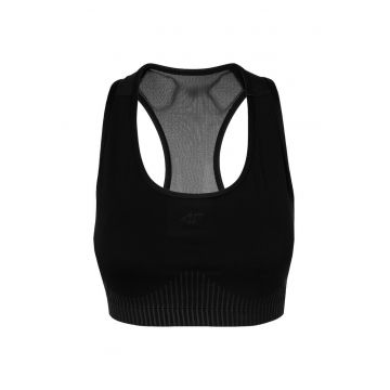 Bustiera sport dama H4Z22 -  negru - spate cu plasa - poliester/elastan -