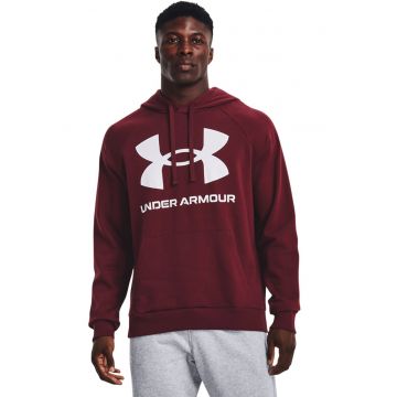 Hanorac din fleece cu imprimeu logo si maneci raglan - pentru fitness Rival - Alb/Visiniu