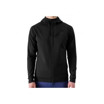 Hanorac sport barbatesc 4F - model FNK M512 - negru intens - material elastic - poliester
