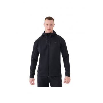 Hanorac sport barbati  M513 - negru intens - material elastic - cu gluga