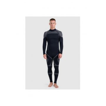 Pantaloni termoactivi  pentru barbati - negru - fara cusaturi - poliester -