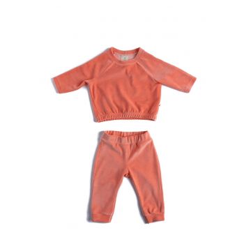Set de bluza sport de catifea si pantaloni sport1 - Coral