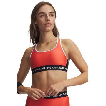 Bustiera cu bretele incrucisate pe spate si banda loo - Alb/Negru/Portocaliu mandarina