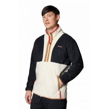 Jacheta din material fleece cu fermoar pentru trekking Backbowl™ II - Alb fildes/Negru/Caramel