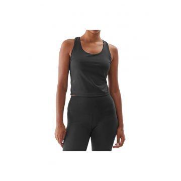 Maiou sport dama  fara maneci - cu sutien interior - uscare rapida - 84% poliester - 16% elastan - negru