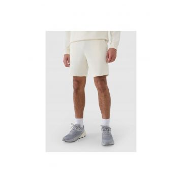 Pantaloni scurti de trening barbati  bumbac - croiala normala - bej - fara captuseala