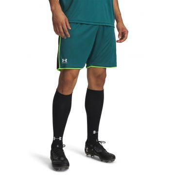 Pantaloni scurti slim fit pentru fotbal Challenger - Negru/Verde electric/Verde feriga