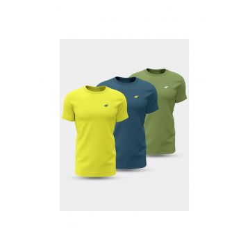 Set 3 Tricouri sport pentru barbati  4FWSS24TTSHM1896 - multicolor - bumbac