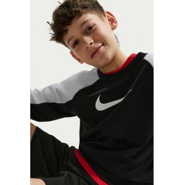 Trening cu maneci raglan si imprimeu monograma - Negru