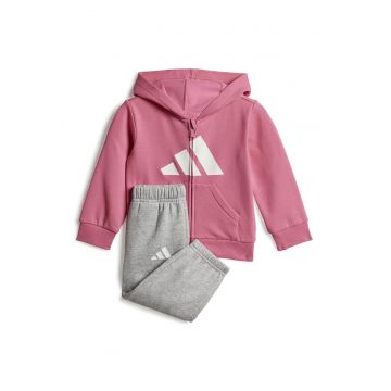 Trening din amestec de bumbac cu fermoar - Gri deschis melange/Roz