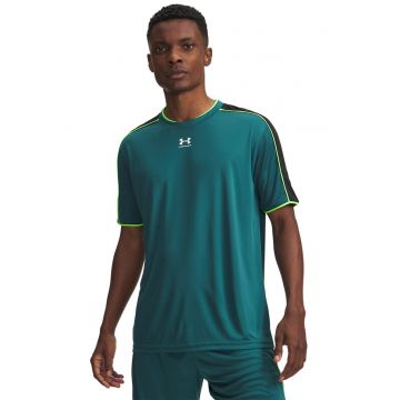 Tricou cu decolteu la baza gatului si logo - pentru fotbal - Verde electric/Verde feriga