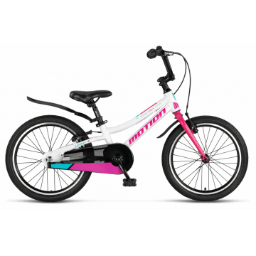 Bicicleta copii Motion Lady, culoare alb roz, roata 20  , cadru din otel