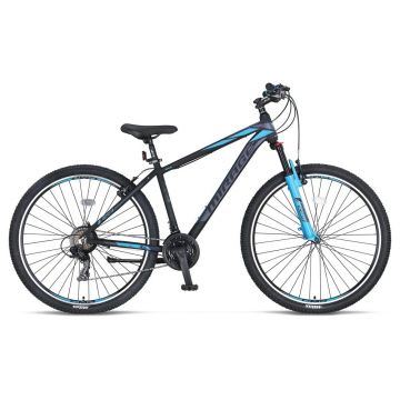 Bicicleta MTB Umit Mirage, 21 viteze, culoare negru albastru, roata 29  , cadru din aluminiu 20  , V-brake