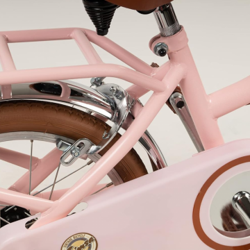Bicicleta pentru copii Toimsa Vintage Pink 16 inch cu roti ajutatoare, cos si portbagaj, inaltime utilizator 100-120 cm