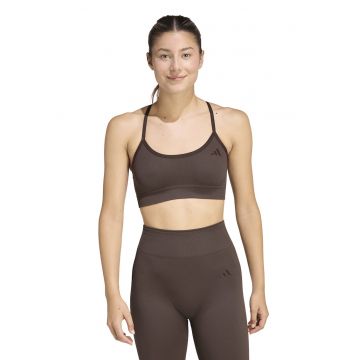 Bustiera din tricot cu bretele incrucisate pe partea din spate - pentru fitness - Maro