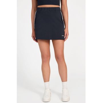 Fusta cu talie inalta si buzunare laterale - Albastru ultramarin