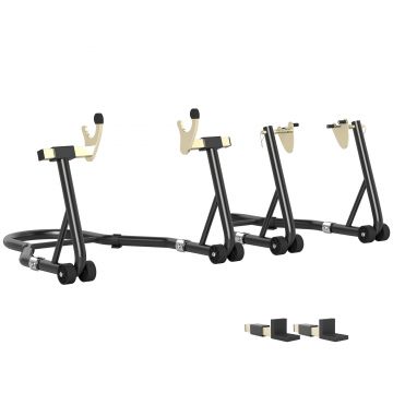 HOMCOM Set de 2 Suporturi Reglabile pentru Motocicletă, Tip Triunghi, din Oțel, Negru | Aosom Romania