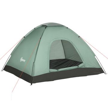 Outsunny Cort Iglu 2 Locuri Camping Ușă Fermoar Plasă Tantari Geantă Transport 206x185x120cm Verde | Aosom Romania