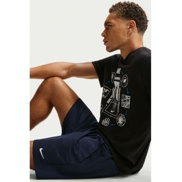 Pantaloni scurti cu detaliu logo pentru fitness - Bleumarin