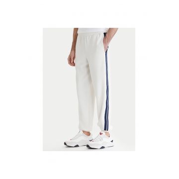 Pantaloni sport barbati -  poliester - alb - 97% poliester - 3% elastan
